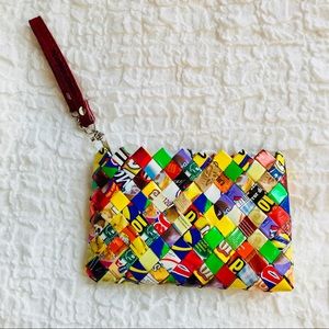 Small Multicolor Candy Wrapper Woven Wristlet